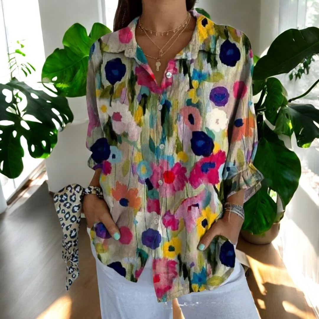 Sara™ - Floral Breeze Button-Up-Hemd