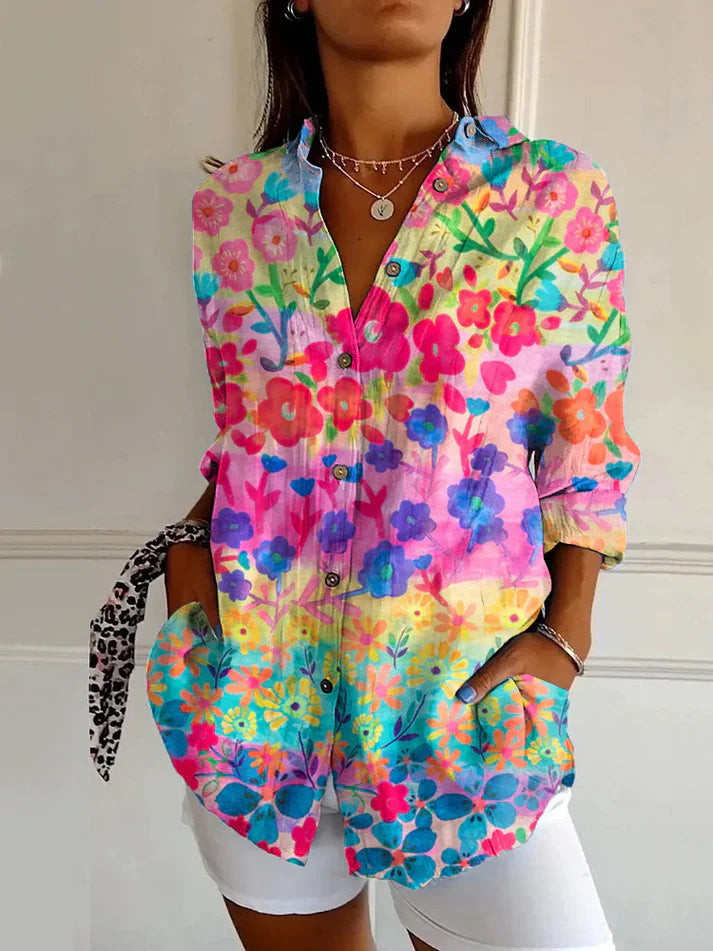 Maya™ - Floral Breeze Button-Up-Hemd