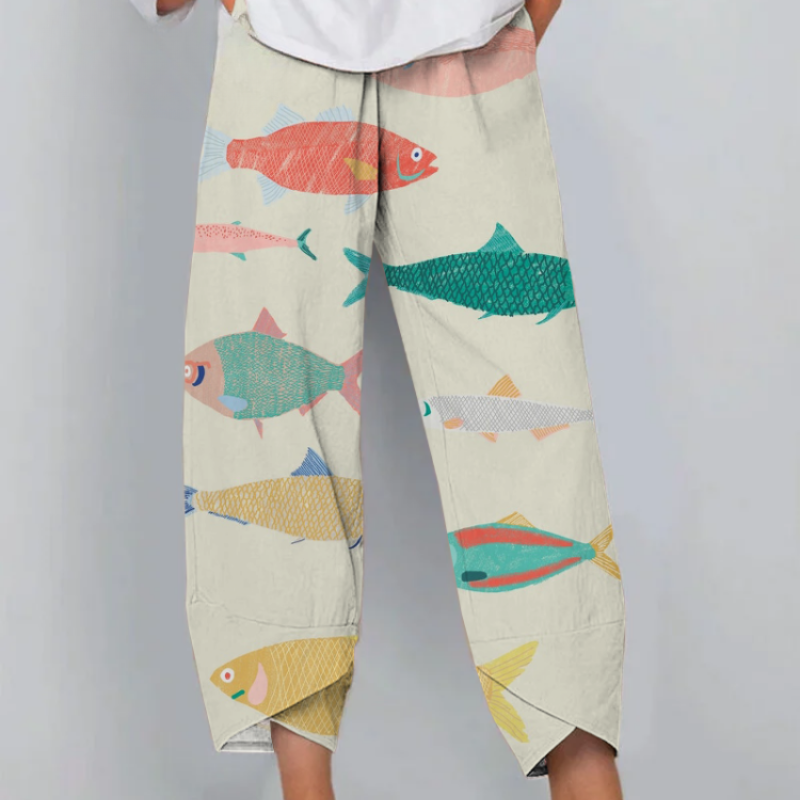 Ailin™ - Afslappede bukser med fiskekunst og cropped stil