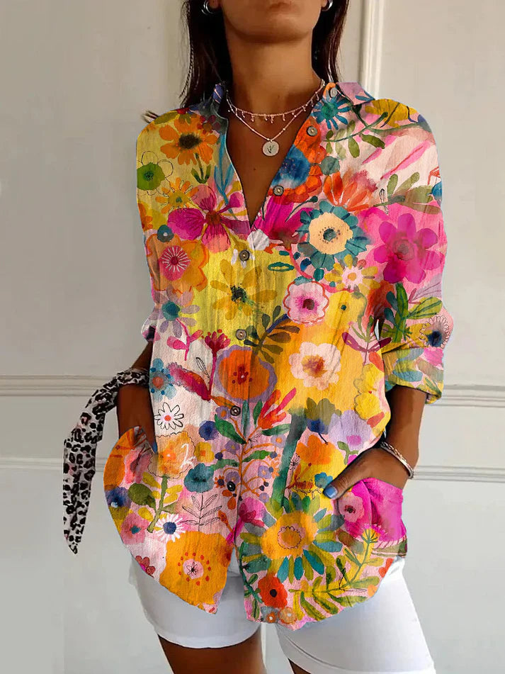 JADI™ - Floral Breeze Button-Up-Hemd